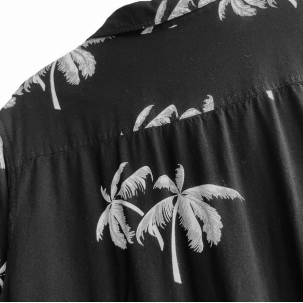 Michael Brandon Button Down Shirt Short Sleeve Slim Fit Black White Size M - Picture 5 of 10